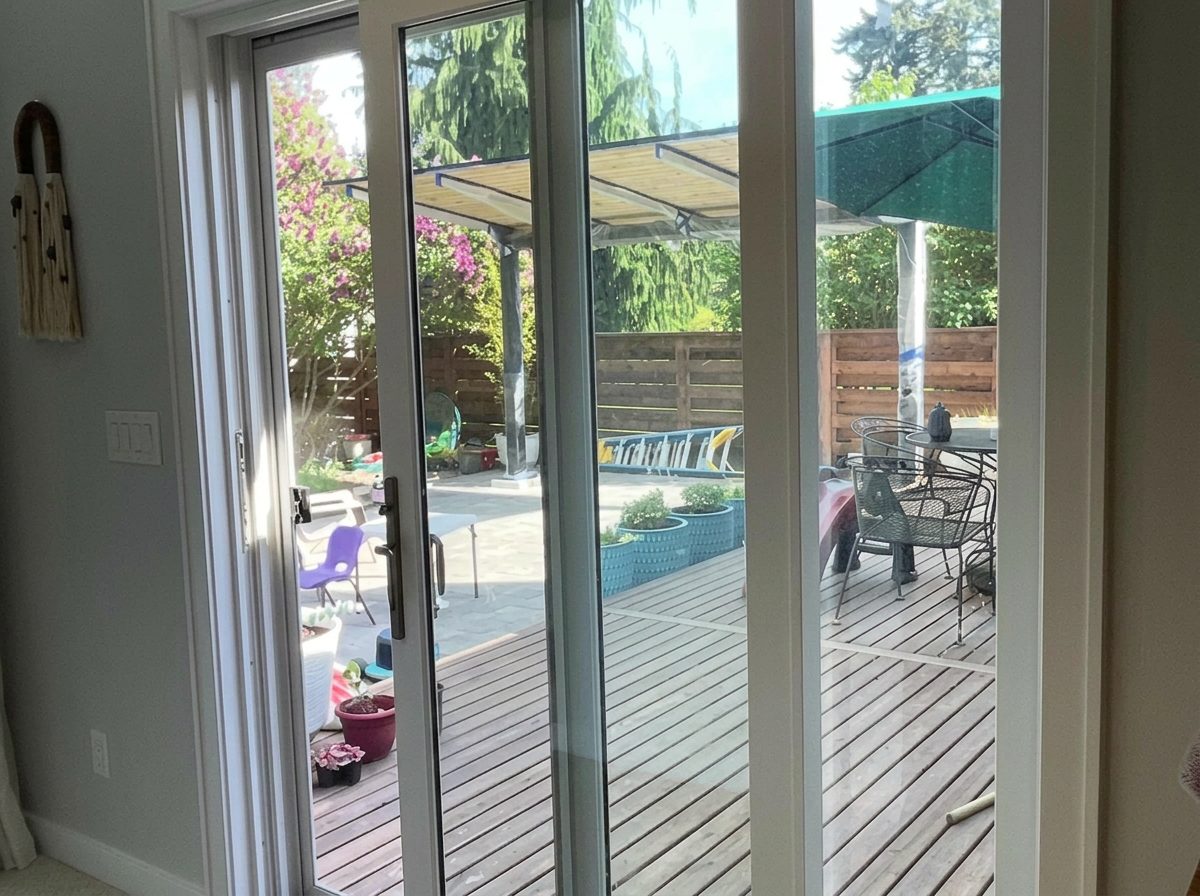 Freshly painted interior slider door and trim finished by Northline Paint & Finish